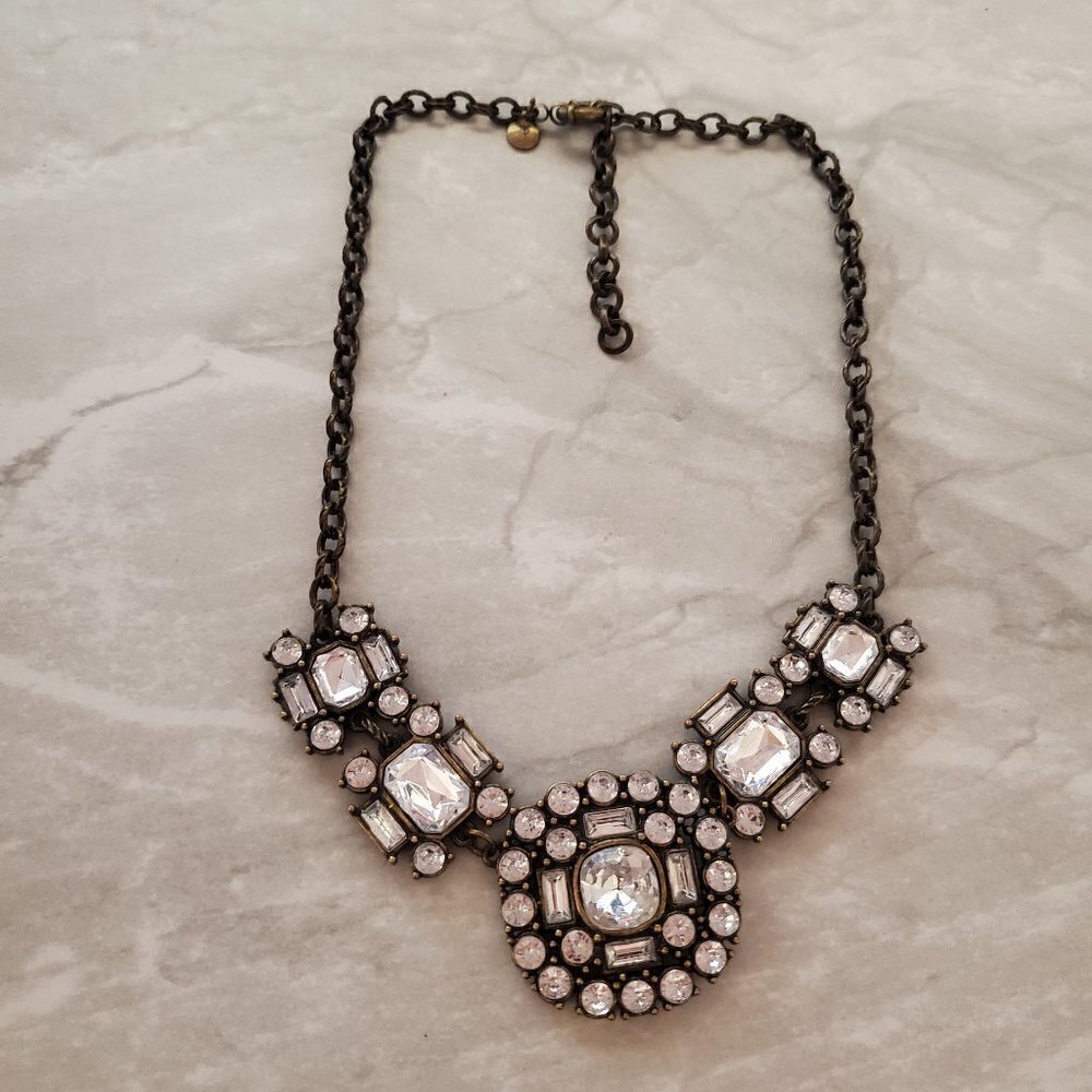 ✨ J.Crew Rhinestones Crystals Pave Cluster Antique Necklace ✨